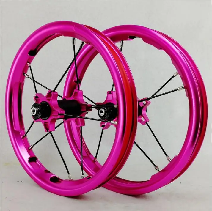 pink 85mm or 95mm Колёса для раздвижного велосипеда, 12 дюймов, герметичный подшипник, BMX, для детей, балансирующая горка, колеса для велосипеда, 85 мм, 95 мм, BMX, обода, только 260 г - Цвет: pink 85mm or 95mm