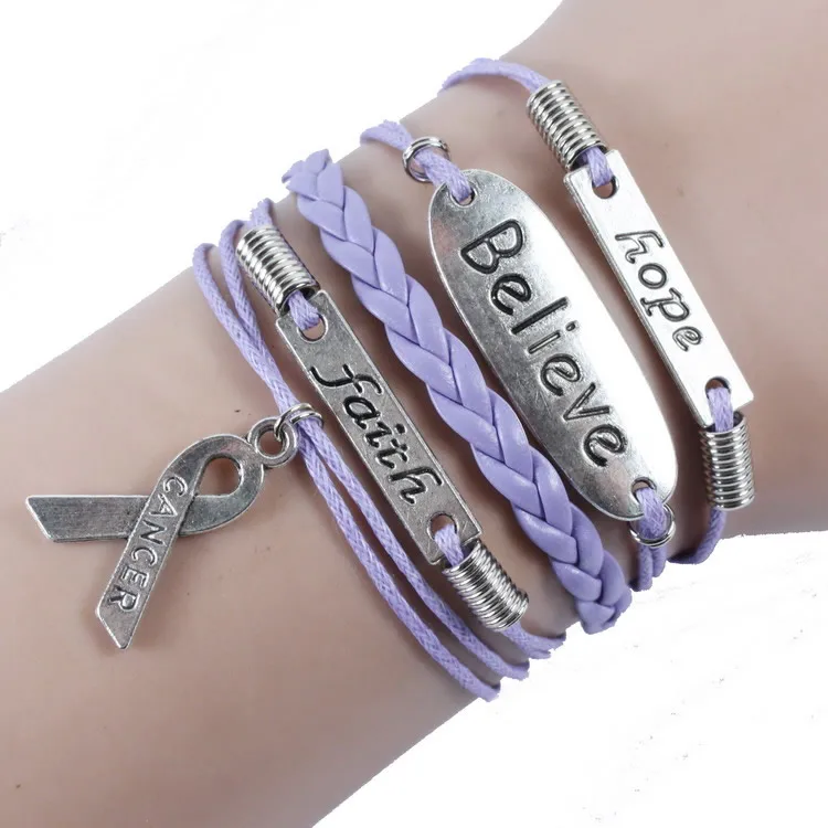 20 штук 7 Цвета многослойная кожаная веревка ручной работы розовый рак груди лента