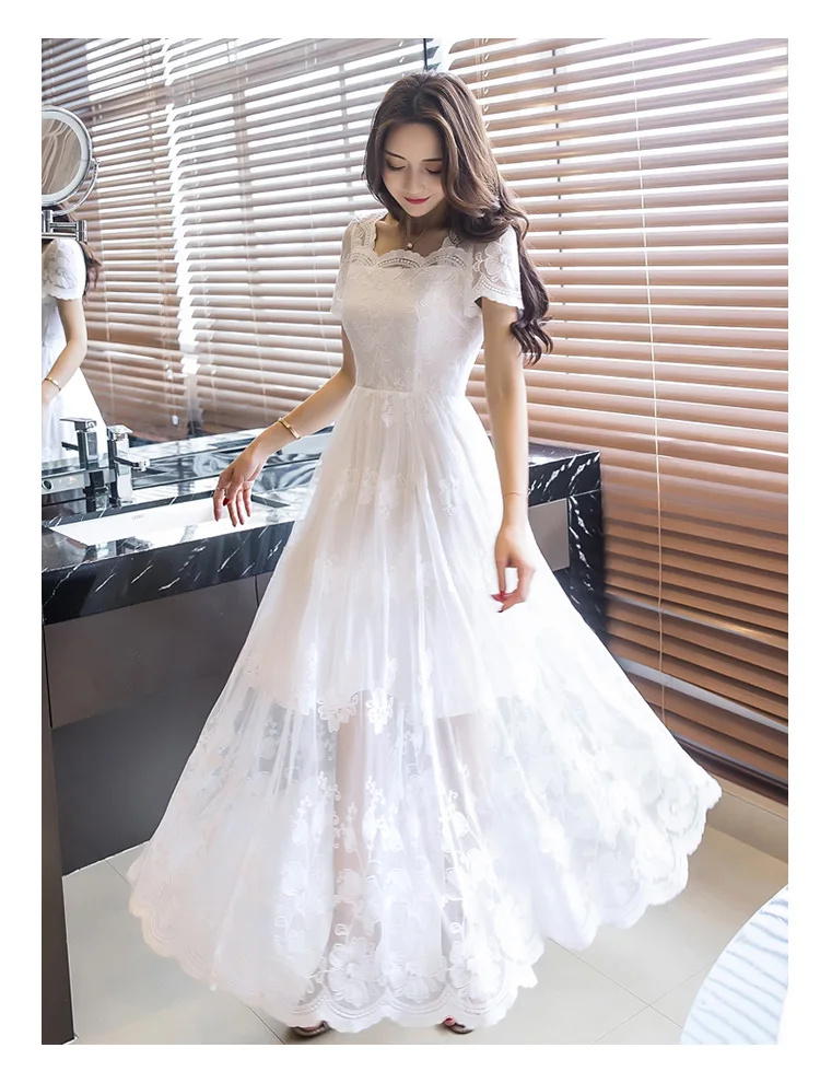 2017 летнее женское красивое длинное платье с большим низом элегантное вечернее