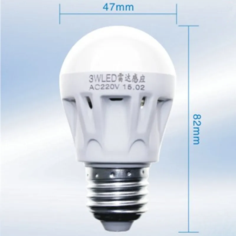 3W 5W 7W 9W radar sensor lamp led E27 bulb sound+light control auto smart detection for door gate stairs aisle cold white 220V | Лампы и