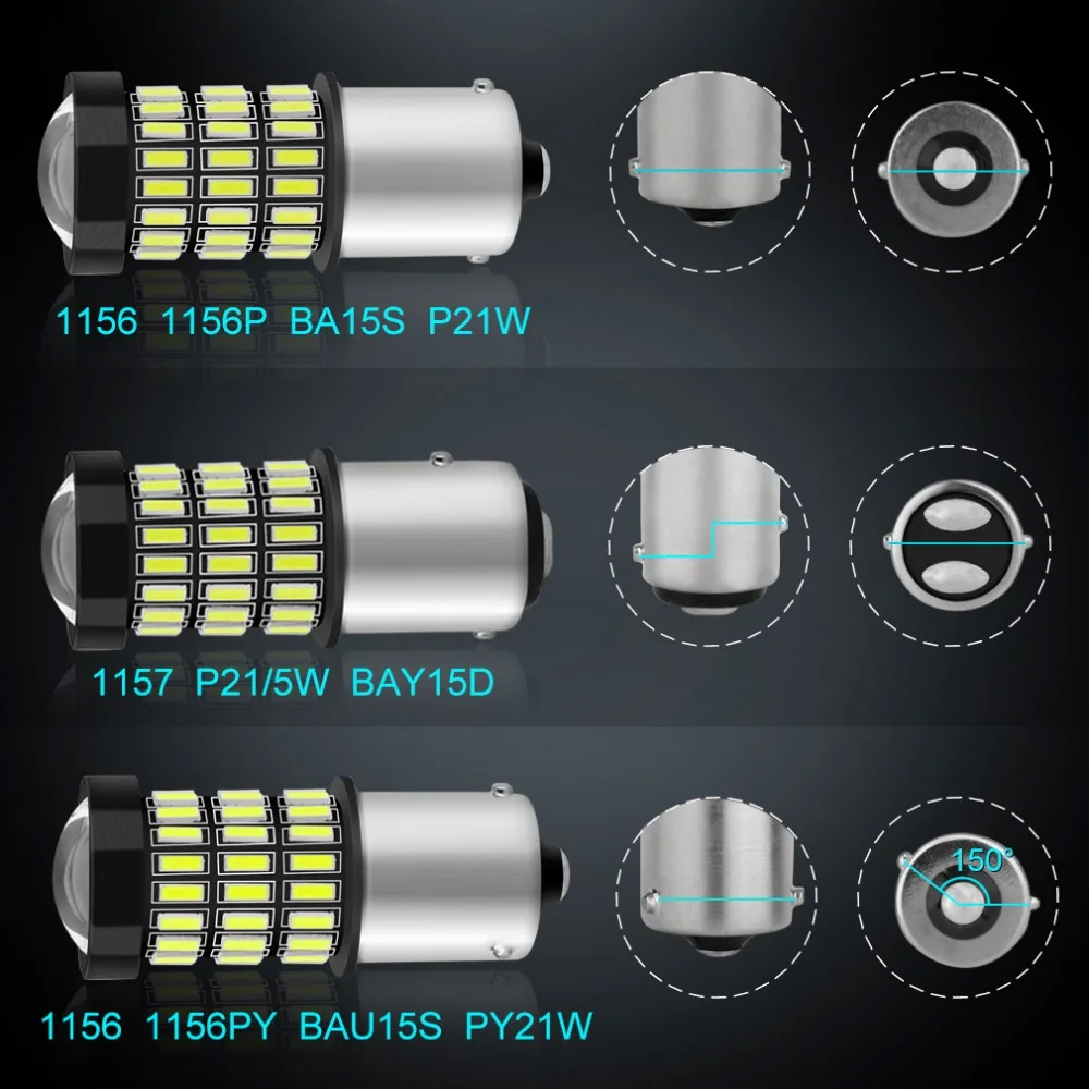 2шт 1156 BA15S P21W светодиодный 1157 BAY15D P21/5W BAU15S PY21W светильник R5W R10W 12V 1400LM автомобильный