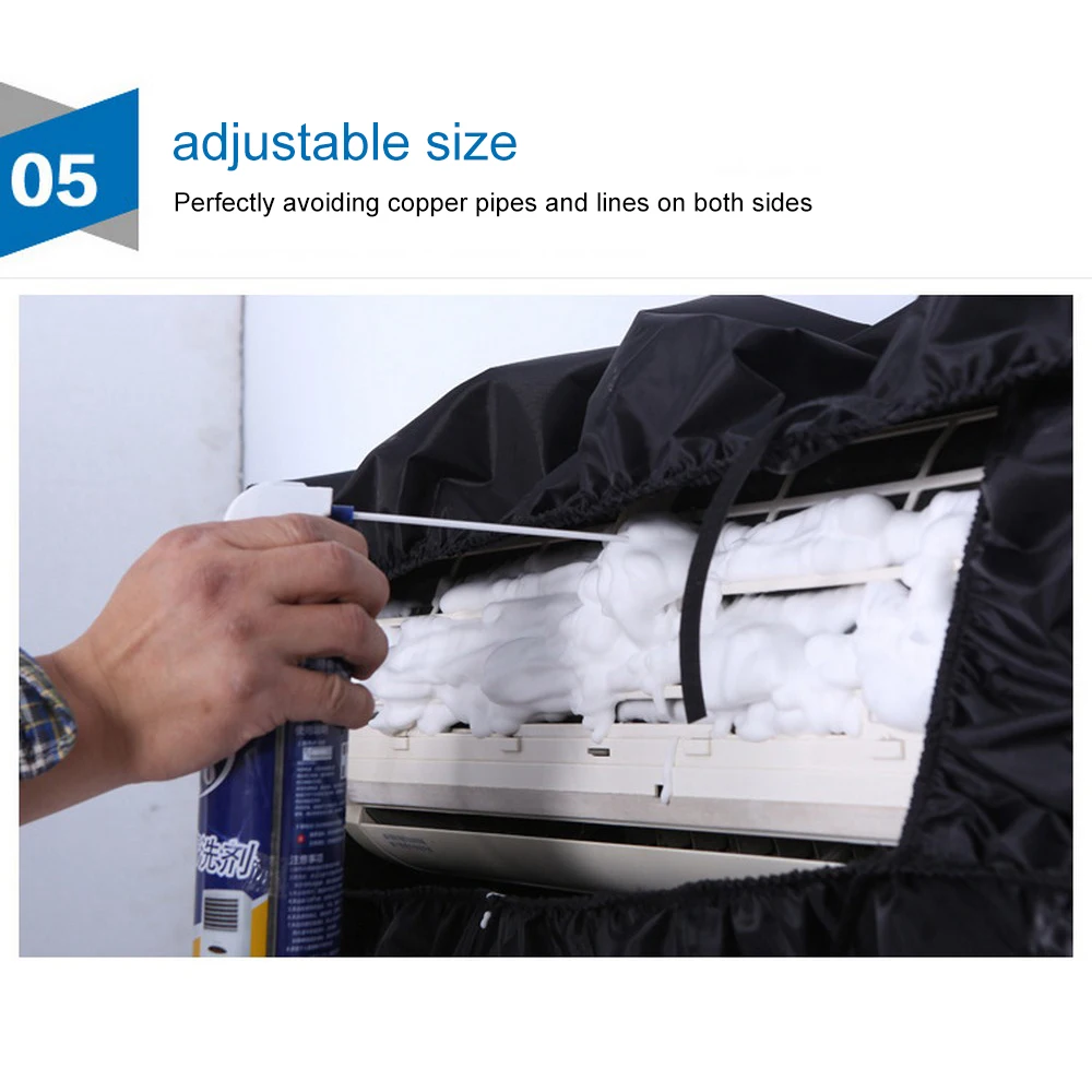 

Air Conditioning Cover Wall Mounted Air Conditioner Cleaning Protective Dust Cover Clean Tools Tightening Belt for 1-1.5p/2P-3P