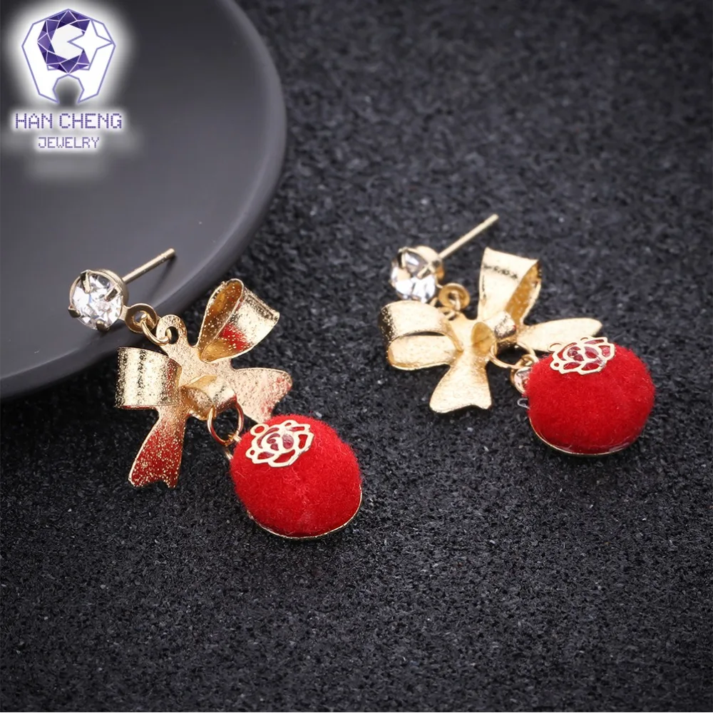 HanCheng новый модный галстук-бабочка позолоченный висячий Камень Стразы Висячие