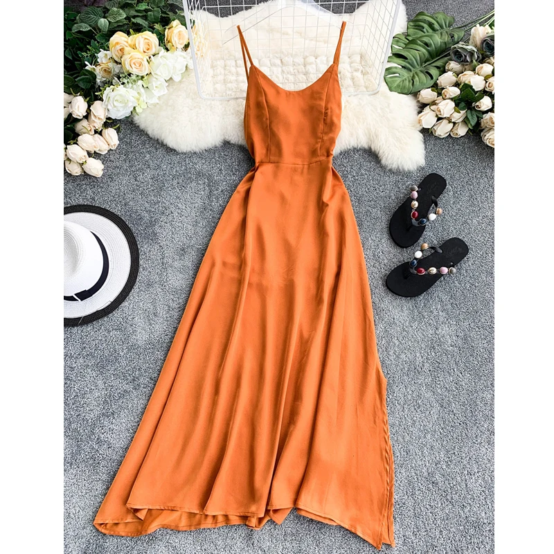 Женское пляжное платье с v образным вырезом и открытой спиной приталенное на