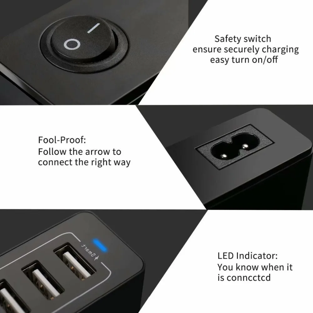Сетевое зарядное устройство с 10 USB-портами 1 5 м 50 Вт В А | Электроника