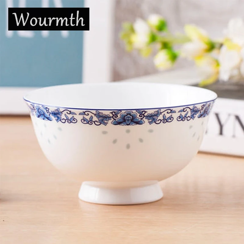 WOURMTH 4 5/5/6 дюйма костяная Китайская рисовая чаша в китайском стиле синяя Цветочная