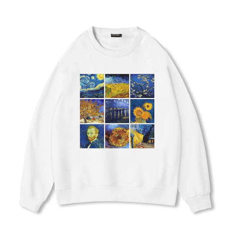 Женский винтажный топик Monet art теплый мягкий Повседневный Топ с круглым вырезом и