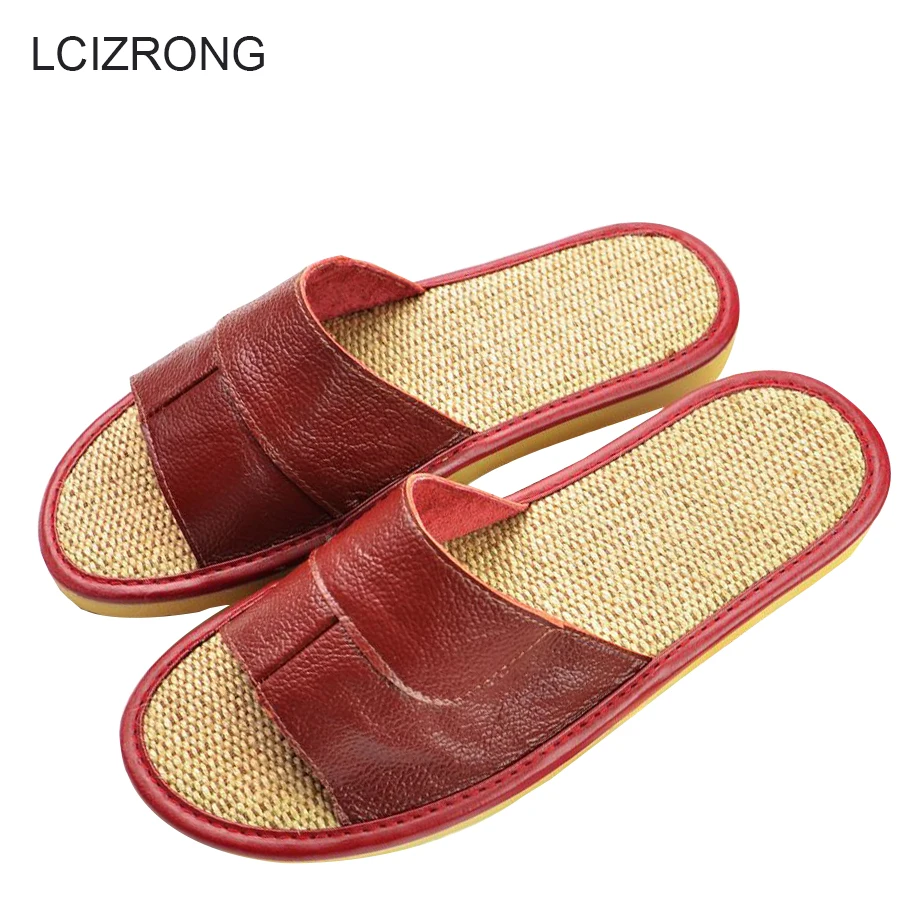 

LCIZRONG 7 Colors Genuine Leather Slippers Women 33-44 Big Size High Quality Home Slippers Female Comfortable Unisex Beach Shoes