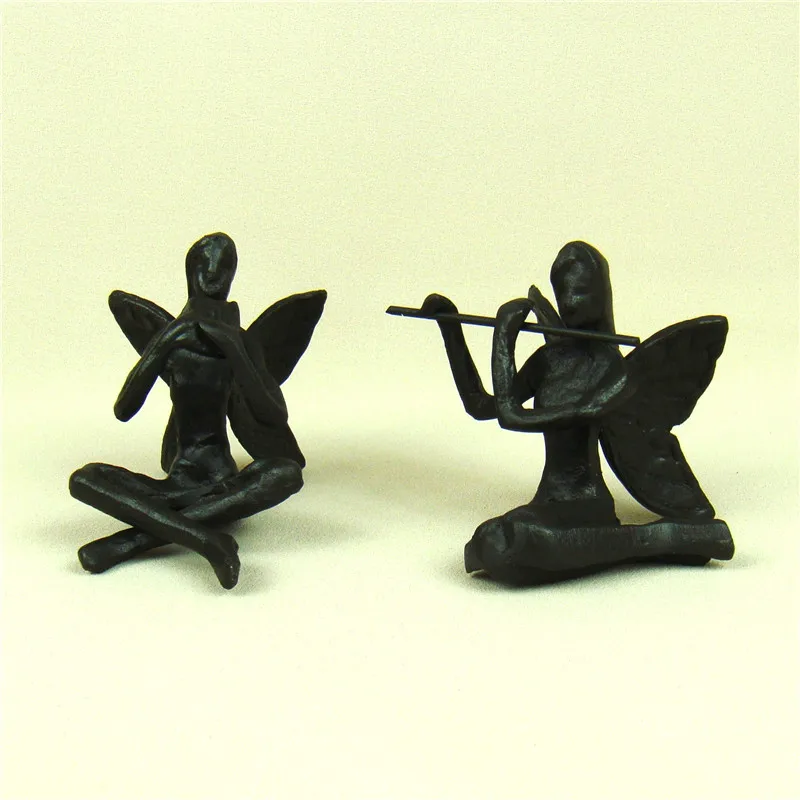 Винтажная чугунная музыкальная сказочная фигурка бабочка эльф миниатюрный