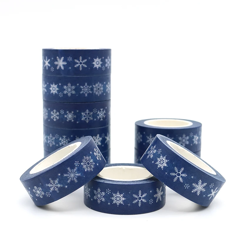 

10m*15mm New Design Christmas Series Snowflakes Adhesive Washi Tape DIY Scrapbooking Masking Tape Cute Sticky Paper Tape 1 PCS