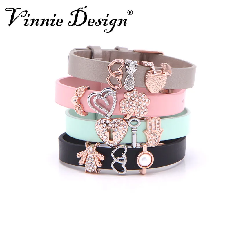 Винни дизайн однотонные браслеты кожаные с подвеской сделай сам Женские