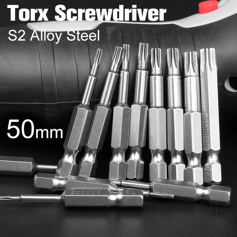 

12pcs T6-T40 Screw Driver 50mm Length Magnetic Torx Screwdriver Bits Set Electric Screw Driver Torx Head