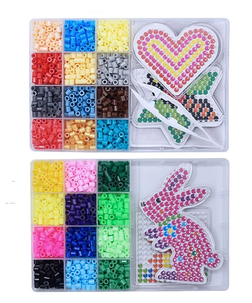 2 коробки 5 мм 24 цвета perler бусины набор Хама бусины с шаблоны, аксессуары для детей DIY 3D головоломки Развивающие игрушки GYH