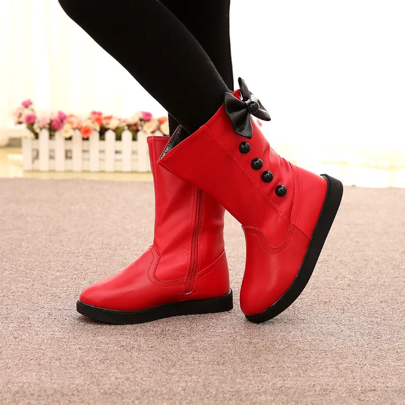 Новинка 2021 зимние высокие ботинки для девочек с милым бантом водонепроницаемые