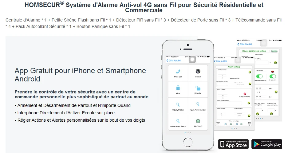 Homsecur беспроводный 4G ЖК-дисплей SMS автодозвон дома сигнализации Системы+ IOS/Android APP GA01-4G-W