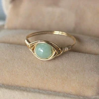 handmade natural beads ring gold filled birthday gift boho anillos mujer bague femme rings for women gold jewelry
