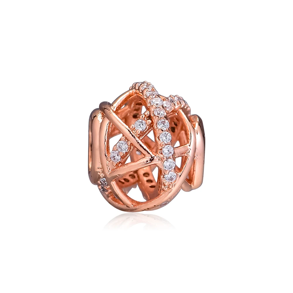 Подходит для браслетов Pandora с подвесками галактика Ажурные Розы бусины из 100%