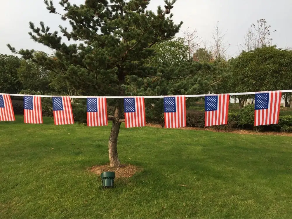 Флаги флажки США с 30 шт. гирлянда выемка из баннеры праздничные Вечеринки|bunting