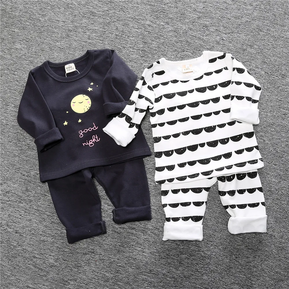 2020 Spring Infant Baby Boys Pajamas Set Children Kids Lounge wear Cartoon Elephant Toddler Clothing set 2pcs 100% Cotton |