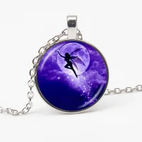 cute fairy elf pattern necklace angel happiness glass convex pendant chain accessories gift woman man child gift souvenir
