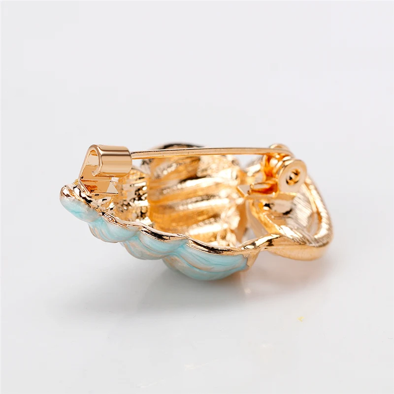 Шикарные Броши с Эмалью и Ринестонами в Морском Стиле: Голубые Коньки, Насекомые и Раковины - Украшения для Вечеринок и Пляжа в Женском Образе