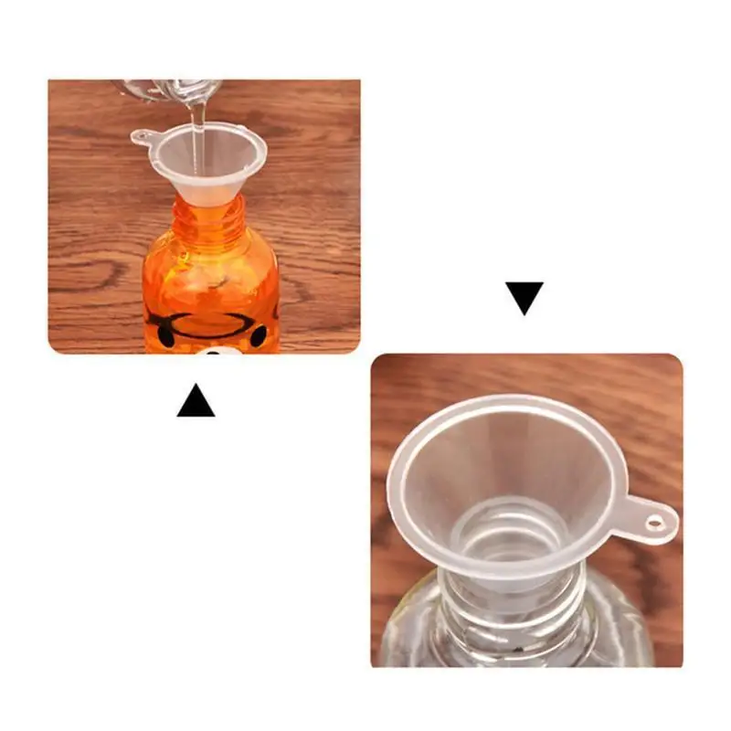 Небольшие прозрачные пластиковые воронки для косметических жидкостей Пустые