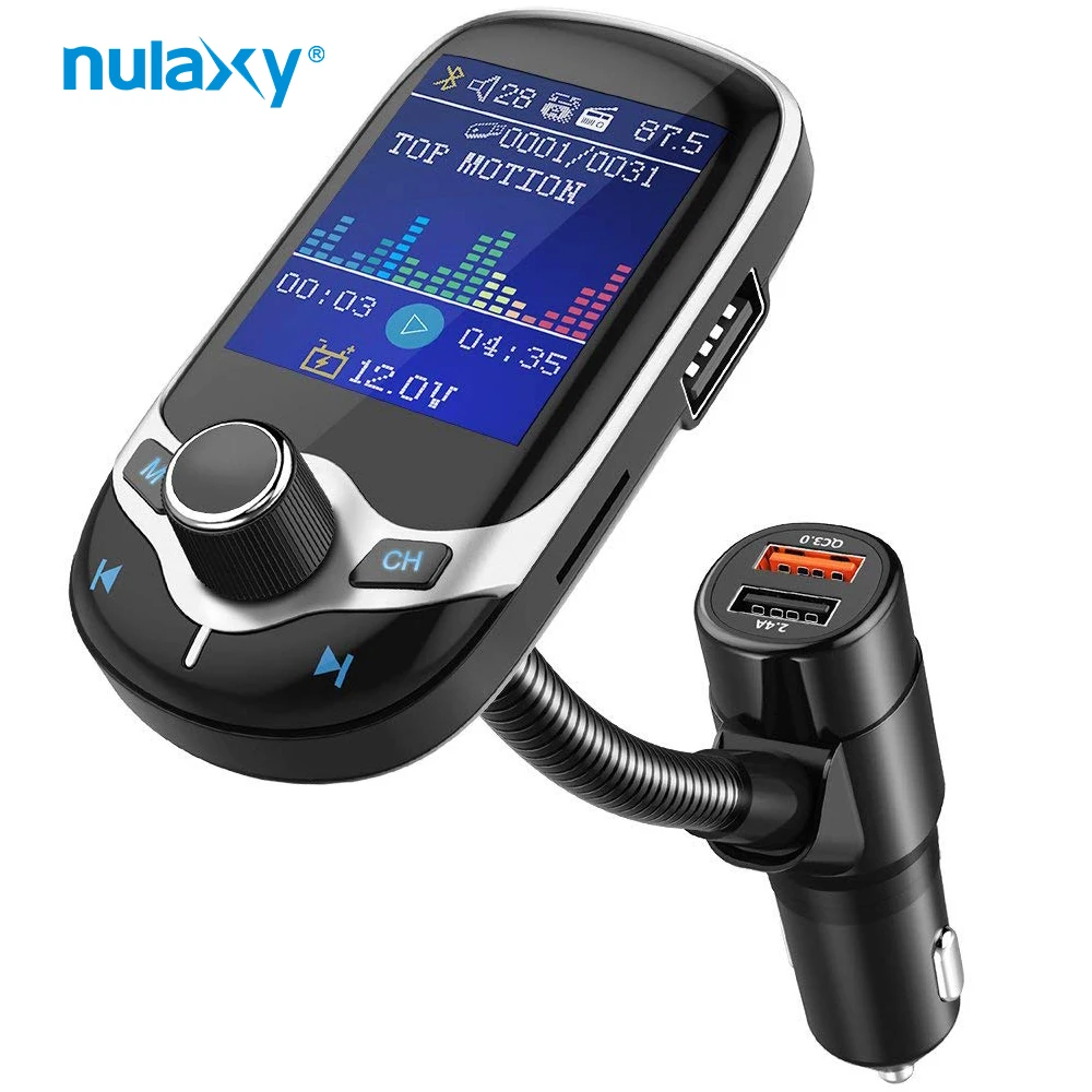 Nulaxy Bluetooth FM Transmitter Car MP3 Player with 1.8&quot LCD Display Wireless Handsfree Kit Support USB Flash TF AUX On/Off |