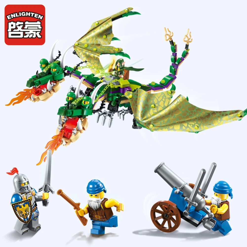 Enlighten 2017 NEW 486PCS 2311 Glory Castle Knights twin-headed dragon 3D blocks Educational model &amp building toys for children | Игрушки