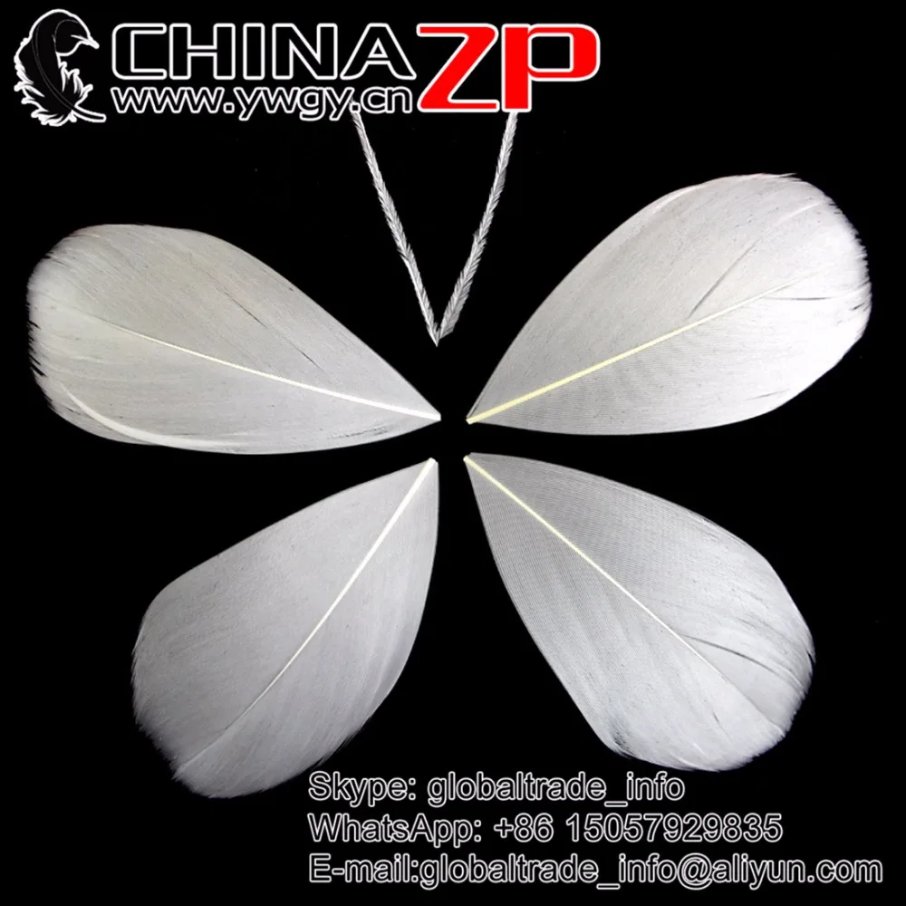 

CHINAZP 100pcs/lot Size 3~7cm Featured Quality Natural White Trimmed Goose Feathers for Jewelry Supply