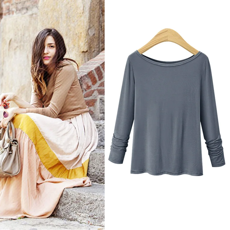 2019 новые женские хлопковые блузка однотонная одежда для детей с круглым вырезом