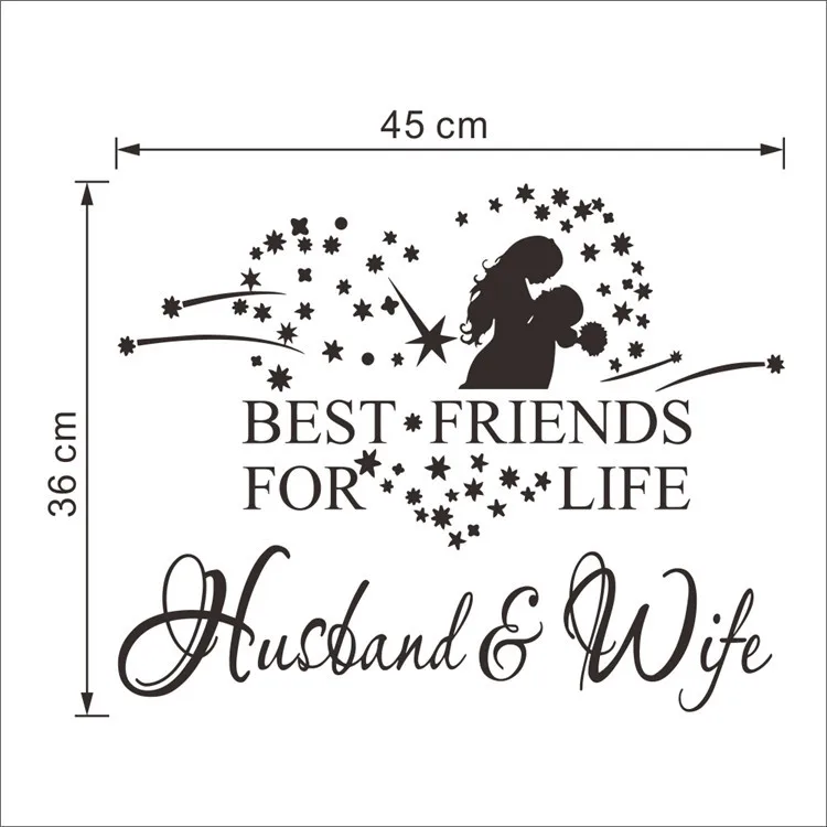 2017 Star Heart Home Decor Hug Couples Vinyl Romantic Wall Stickers Bedom Art Decoration Quotes Husband&ampwife Adesivo De Paredero | Дом и