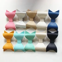 big size synthetic leather bows design kids hairpins handmade aritificial felt hair clips lovely bowknot accessories 12pcslot