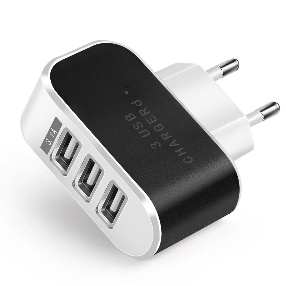 

USB Charger 3 Ports 5V2A Travel USB Wall Power Adapter EU Charger Charging For iPhone Xiaomi Samsung HTC Huawei P20 Lite