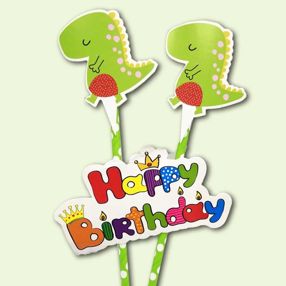 

Динозавр торт Топпер Happy День рождения украшения дети одноразовой посуды детские Душ событие партия поставок пользу