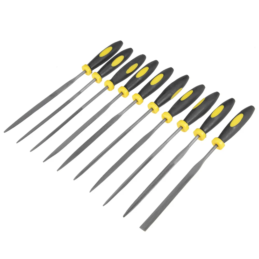 

UXCELL Newest 10Pcs 5 x 180mm / 3 x 150mm Second Cut High Carbon Steel Round Needle File with Rubber Handle