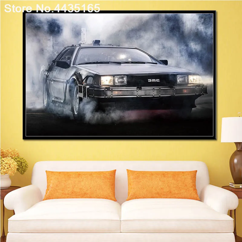 Тёмно-синий Назад в будущее фильм плакат автомобиль DeLorean DMC декоративная настенная живопись на холсте плакаты и принты для комнаты домашний декор - Цвет: Тёмно-синий