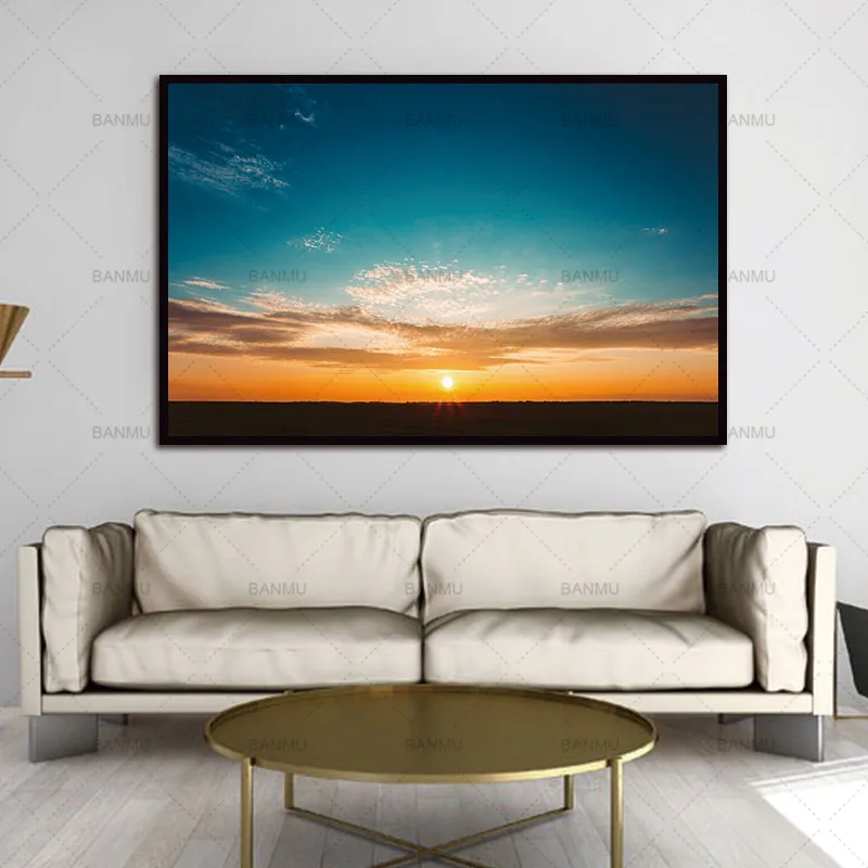 

Modular print Wall art picture decoration for living room Landscape sunrise view Canvas Painting morden 1 Panel Without Frame