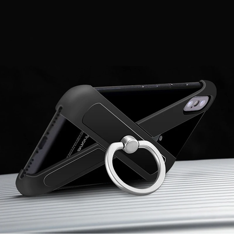 For iPhone X XS Case Finger Ring Holder Cooling Cover Frame Mobile Phone Hollow Anti-knock Back Apple Grip | Мобильные телефоны и
