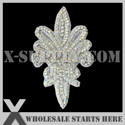 

(50pcs/lot) Bridal Rhinestone Applique Iron On Beaded Patch for Custom Wedding Dress Decoration, X1-RAT2240