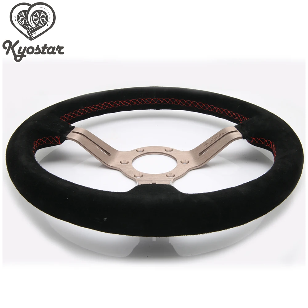 Классическое плоское замшевое рулевое колесо NOB с титановыми спицами 330 мм 13