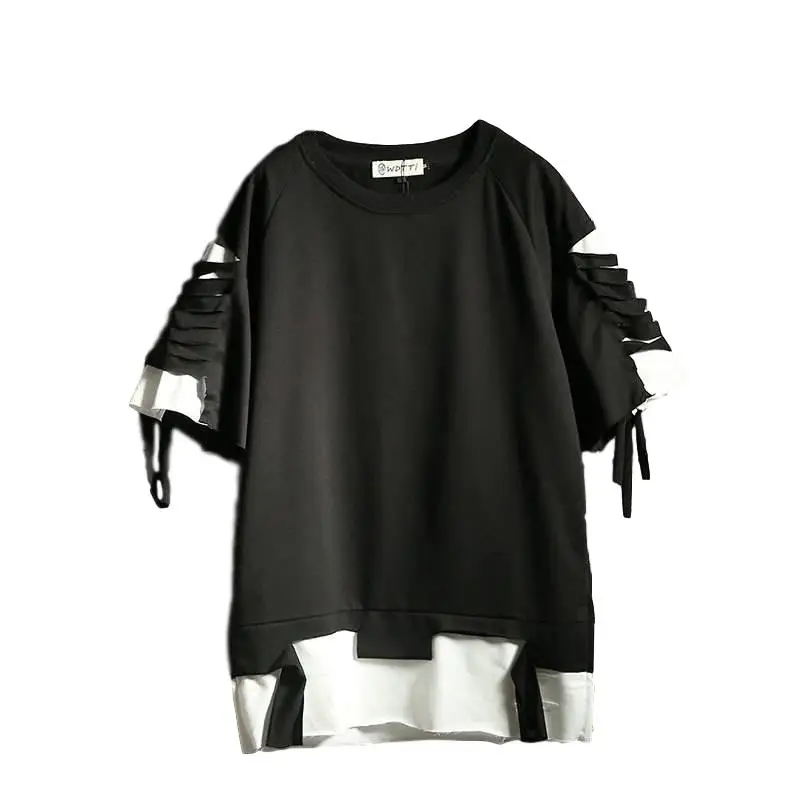 Idopy корейской моды для мужчин Уличные Стиль рваные пуловер Проблемные Поддельные