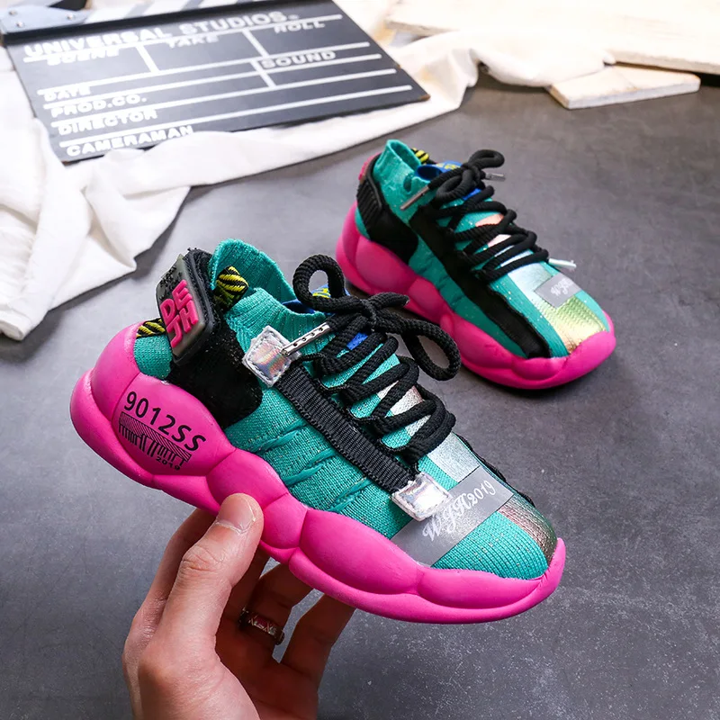 2019 Boys Girls Trendy Sneakers Baby/Toddler/Little/Big Kid Lace-Up Back Buckle Trainers Children School Casual Breathable Shoes | Детская