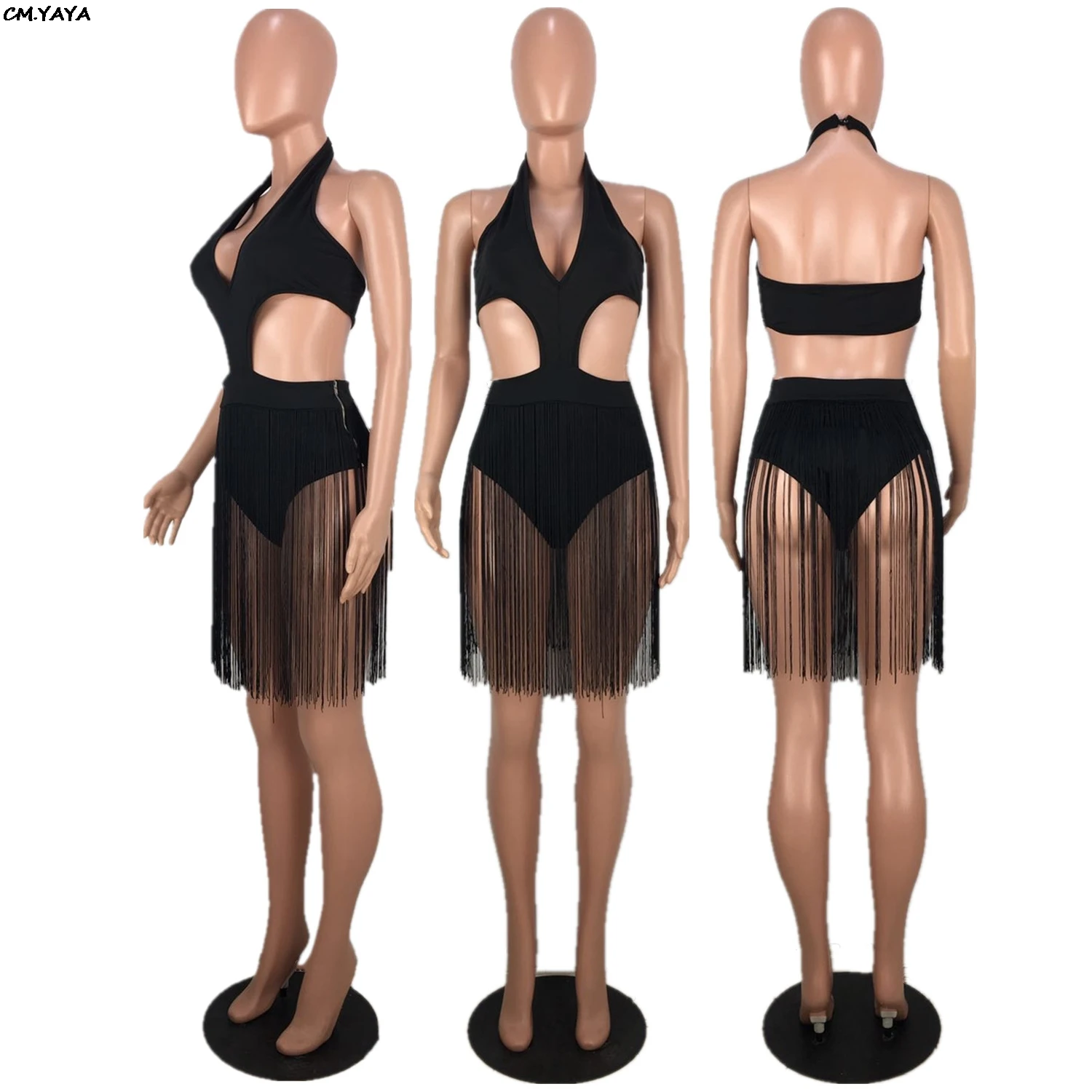 Женское боди без рукавов с V образным вырезом и кисточками|Спортивные костюмы| |