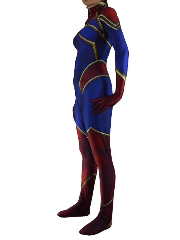 Ms костюм Марвел капитан с 3D принтом Zentai лайкры спандекса супергероев для