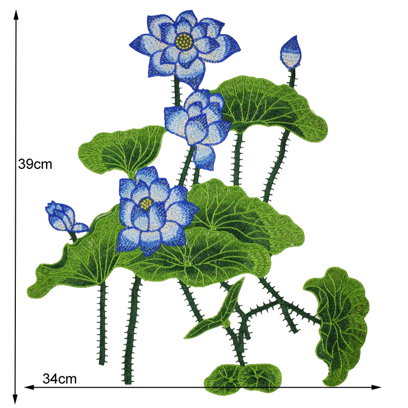 Цветок лотоса аппликация вышивка патч кружевная ткань стикер пришить аксессуары