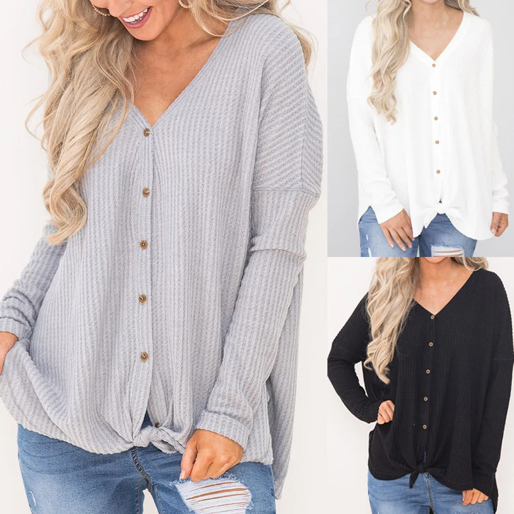 Женская Свободная трикотажная туника с бантом на завязках однотонная блузка