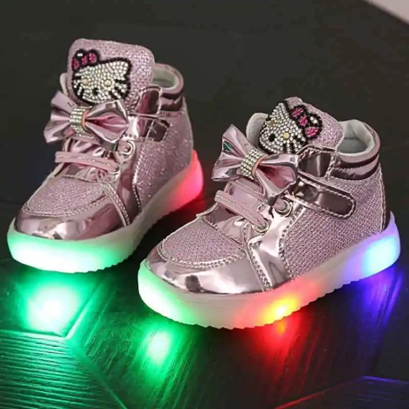 Новые Мальчики Девочки Кожа PU Свет Детская Обувь Световой Моды Дети Квартиры