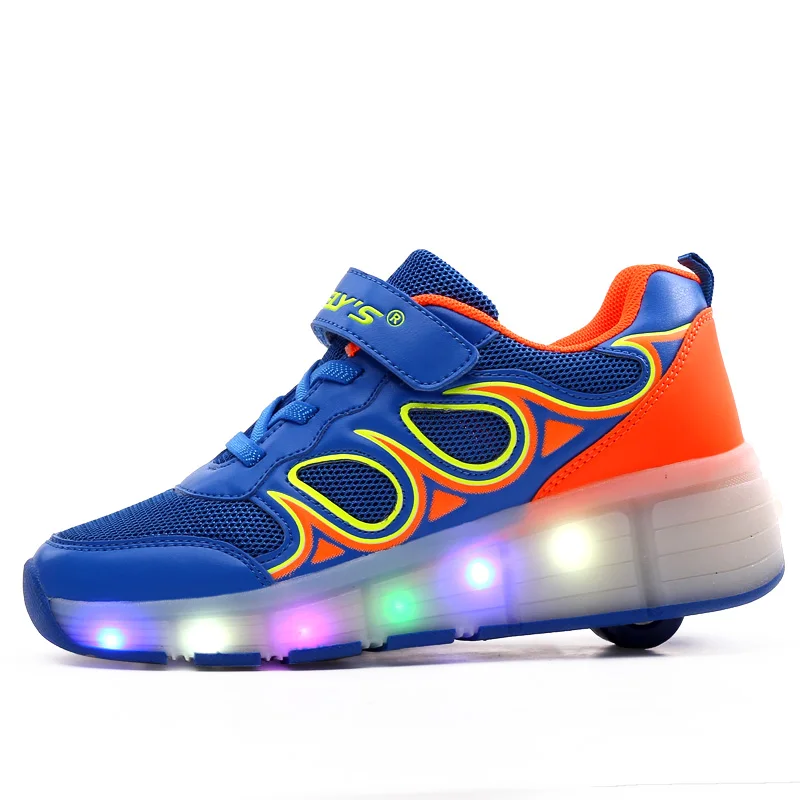 Children Light Roller Shoes Fashion Breathable With LED Lighted Boy &amp Girls Sport Casual Kids Wheels Sneakers BZ043 | Детская одежда