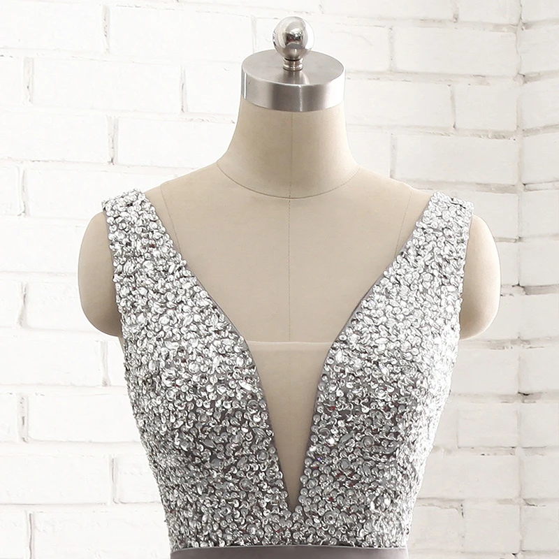 Женское атласное вечернее платье с бусинами длинное Длинные вечерние платья 2017