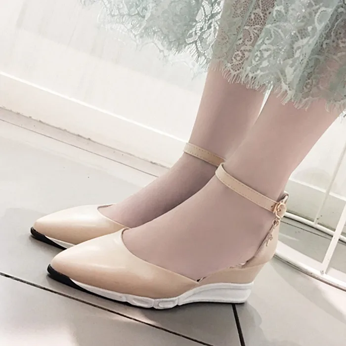 

XJRHXJR Women Sandals 2020 Loafers Summer Casual Shoes Pointed Toe Wedges Heel Ladies Sandals Sandalias Mujer